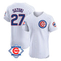 Chicago Cubs #27 Seiya Suzuki Player White HOLBERT 150th Anniversary Limited Elite Home Game Stitched Jerseys