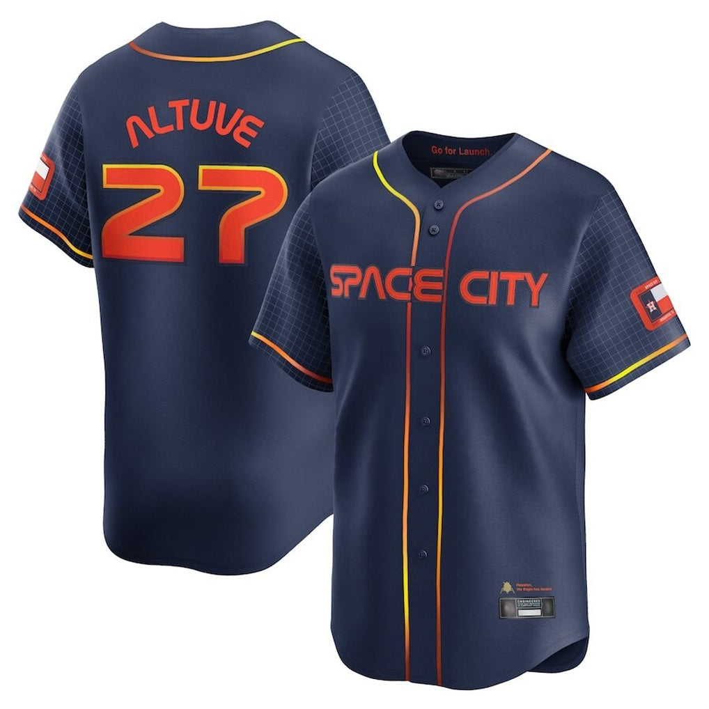 Houston Astros #27 Jose Altuve Player Navy HOLBERT City Connect Limited Home Stitched Jerseys