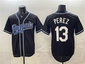 Kansas City Royals #13 Salvador Perez Black HOLBERT 2026 Fashion Replica Black Out Stitched Jersey