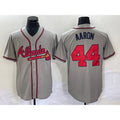 Atlanta Braves #44 Hank Aaron Grey HOLBERT Stitched Cool Base Jersey