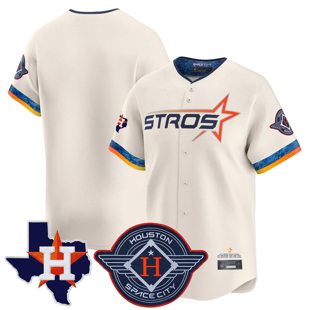 Houston Astros Blank Player Cream HOLBERT City Connect Texas Patch Vapor Premier Limited Home Stitched Jerseys