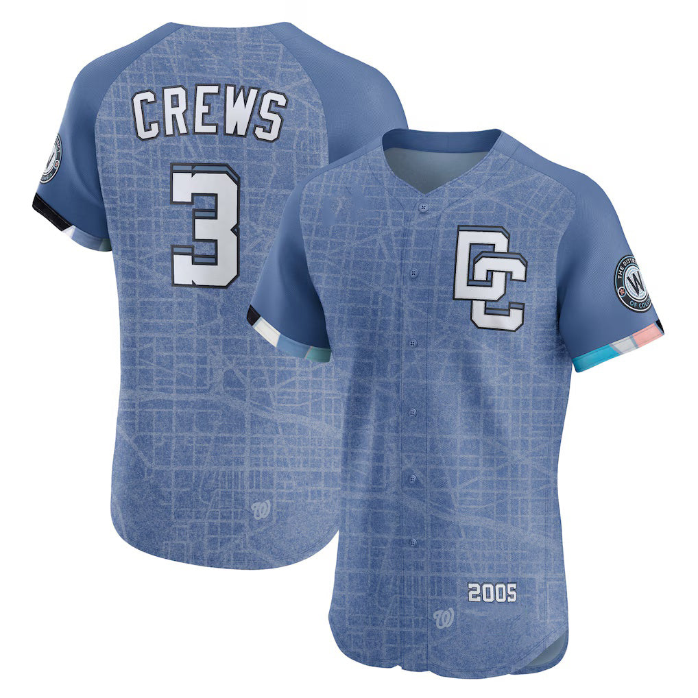 Washington Nationals #3 Dylan Crews Blue HOLBERT 2025 City Connect Elite Player Jersey
