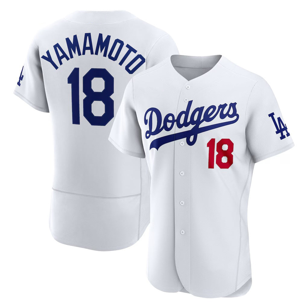 Los Angeles Dodgers #18 Yoshinobu Yamamoto White HOLBERT Home Authentic Jersey
