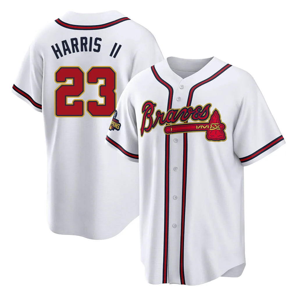 Atlanta Braves #23 Michael Harris II Player White Gold HOLBERT Home Game Stitched Jerseys