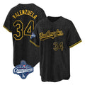 Los Angeles Dodgers #34 Fernando Valenzuela Player Black HOLBERT World Series Meet Snake Skin City Game Home Stitched Jerseys