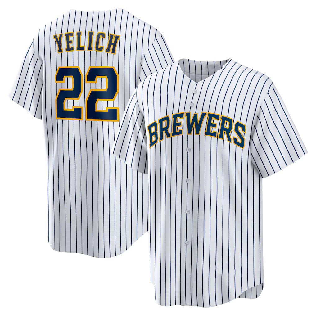 Milwaukee Brewers #22 Christian Yelich White HOLBERT Alternate Replica Player Jersey