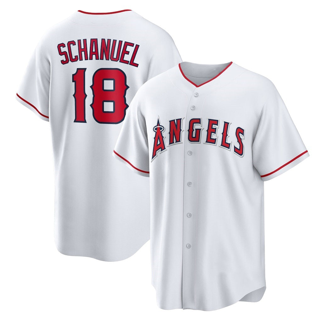 Los Angeles Angels #18 Nolan Schanuel White HOLBERT Home Replica Jersey