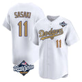 Los Angeles Dodgers #11 Roki Sasaki Player White Gold HOLBERT World Series Collection Limited Home Stitched Jerseys