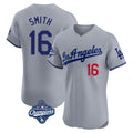 Los Angeles Dodgers #16 Will Smith Player Gray HOLBERT World Series Meet Limited Elite Home Stitched Jerseys