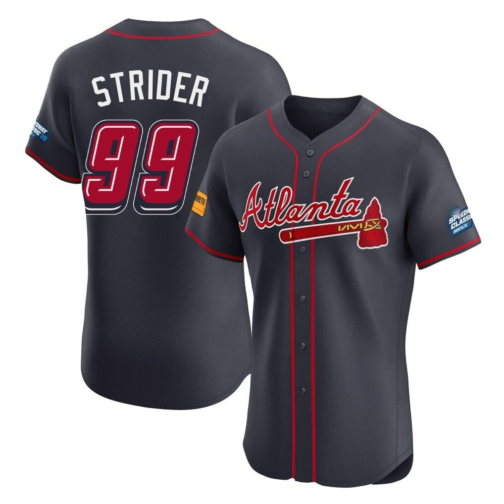 Atlanta Braves #99 Spencer Strider Player Navy HOLBERT 2025 Speedway Classic Limited Elite Home Game Stitched Jerseys