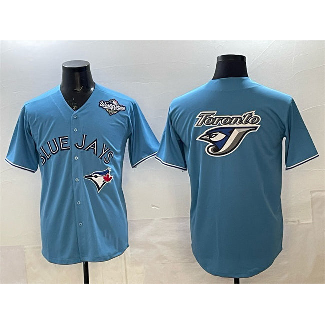 Toronto Blue Jays Team Big Logo Blue HOLBERT 2025 World Series Home Cool Base Stitched Jersey
