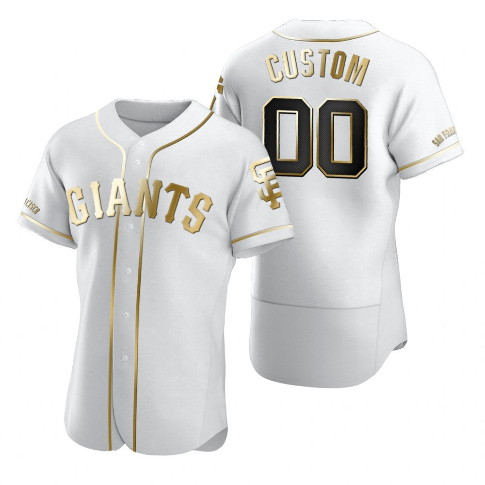 Custom San Francisco Giants White HOLBERT Stitched Flex Base Golden Edition Jersey
