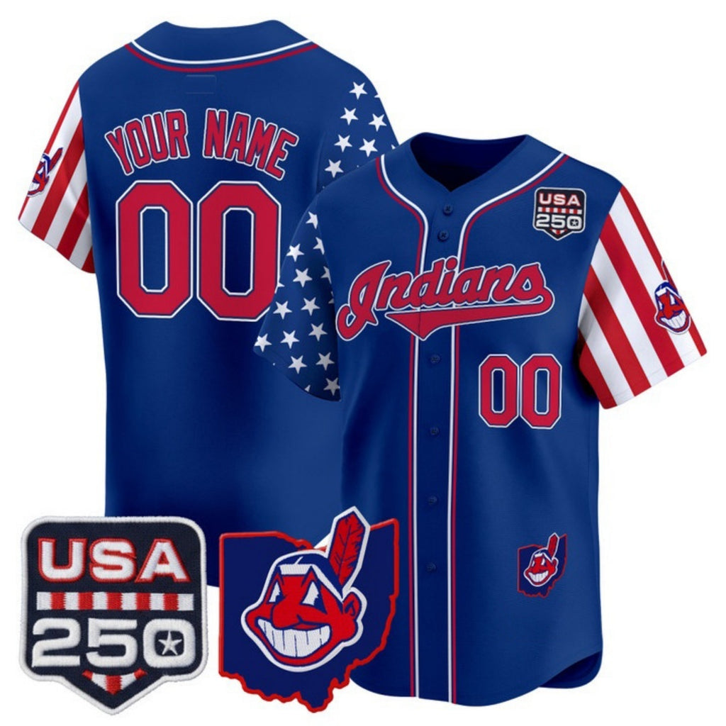 Custom Cleveland Indians Royal HOLBERT America 250 Edition Vapor Premier Limited Jersey - All Stitched