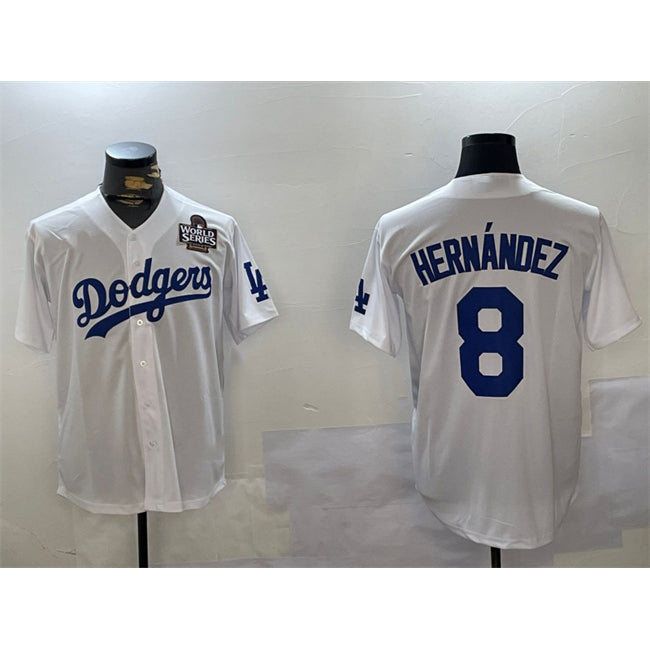 Los Angeles Dodgers #8 Enrique Hernandez White HOLBERT 2024 World Series Cool Base Stitched Jersey