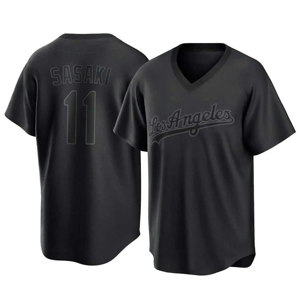 Los Angeles Dodgers #11 Roki Sasaki Player Black HOLBERT Pitch Fashion T-shirt Stitched Jerseys