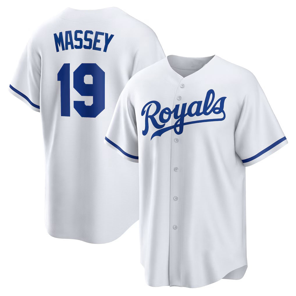 Kansas City Royals #19 Michael Massey White HOLBERT Home Replica Jersey