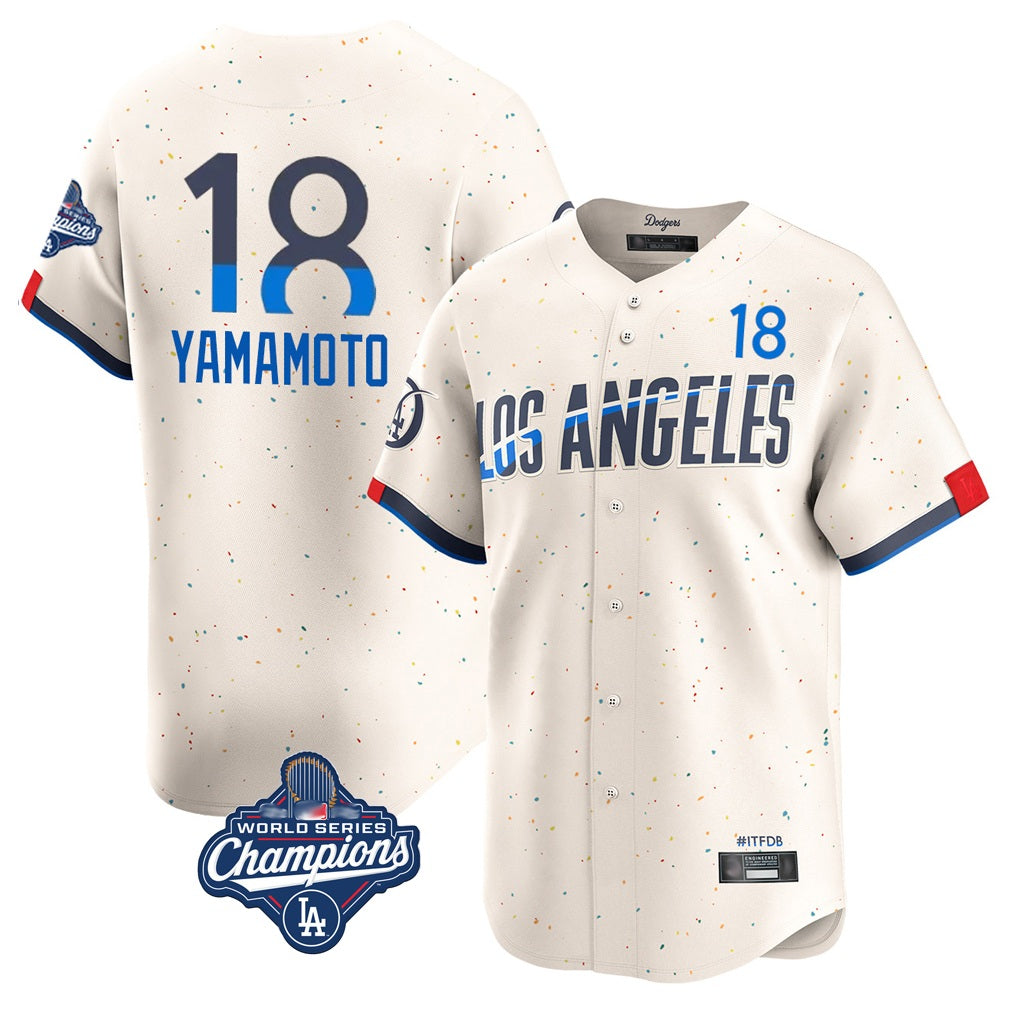 Los Angeles Dodgers #18 Yoshinobu Yamamoto Player Cream HOLBERT World Series Meet City Connect Limited Home Stitched Jerseys