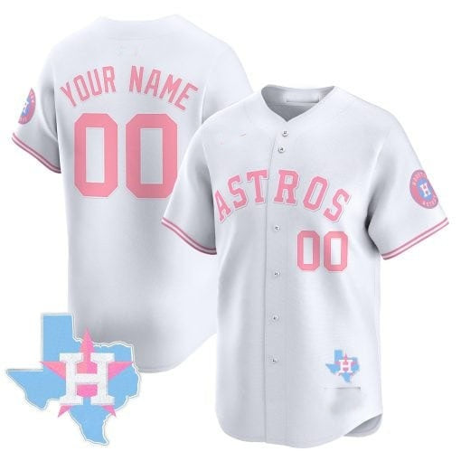 Custom Houston Astros White HOLBERT Bubblegum Pink Vapor Premier Limited Jersey ¨C All Stitched