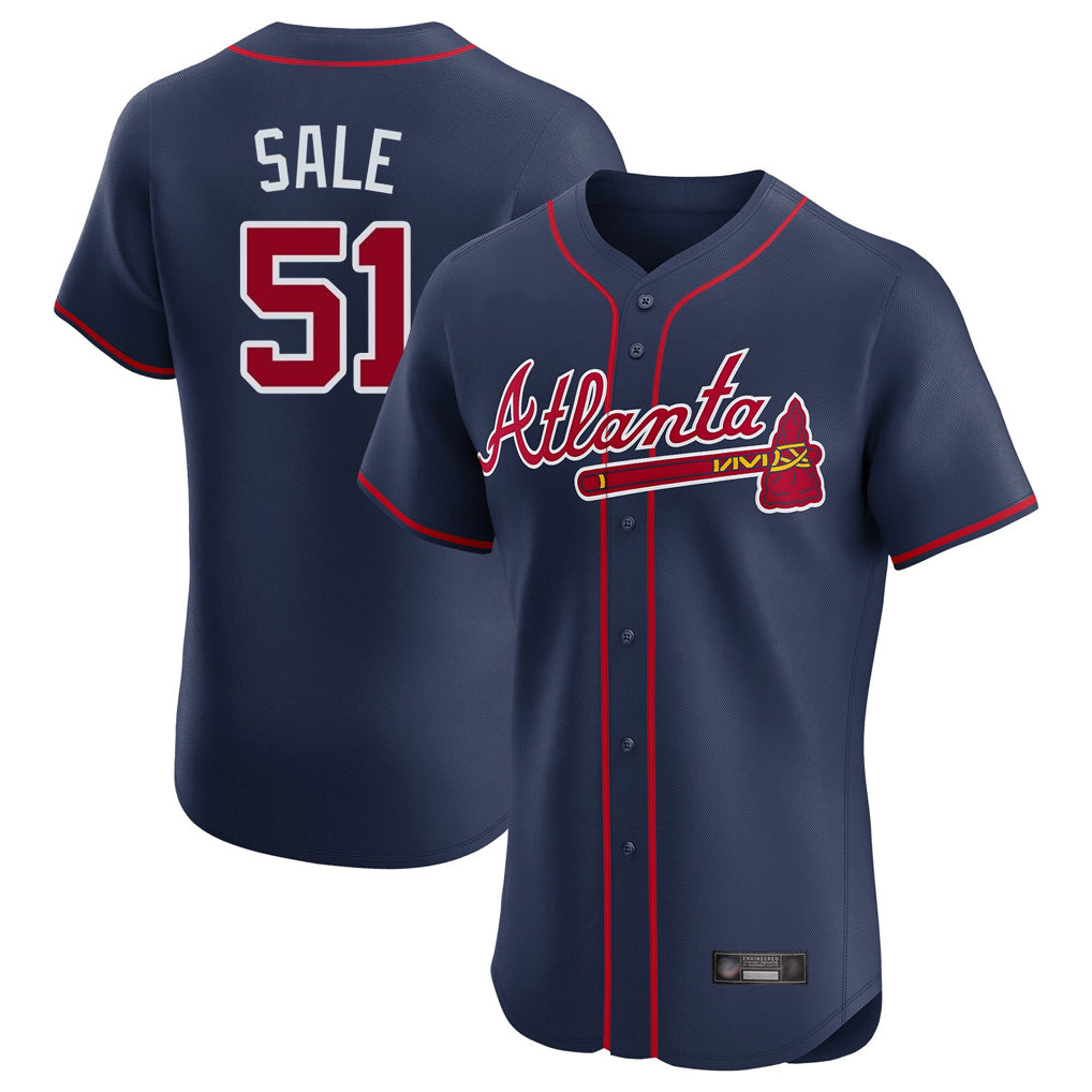 Atlanta Braves #51 Chris Sale Player Navy HOLBERT Limited Elite Home Game Stitched Jerseys