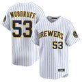 Milwaukee Brewers #53 Brandon Woodruff Player White HOLBERT Stripes Home Limited Stitched Jerseys