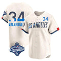 Los Angeles Dodgers #34 Fernando Valenzuela Player Cream HOLBERT World Series Meet City Connect Limited Home Stitched Jerseys