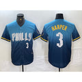 Philadelphia Phillies #3 Bryce Harper Number Blue HOLBERT 2024 City Connect Limited Stitched Jersey