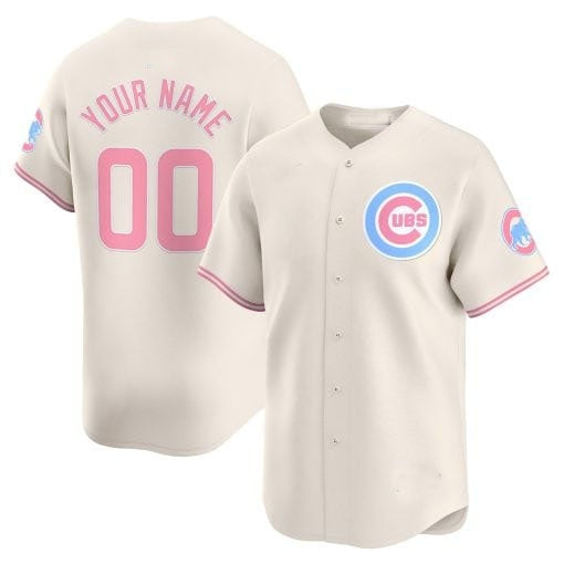 Custom Chicago Cubs Bubblegum Pink Vapor Premier Limited Jersey ¨C Cream HOLBERT