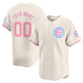 Custom Chicago Cubs Bubblegum Pink Vapor Premier Limited Jersey ¨C Cream HOLBERT