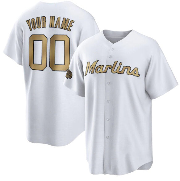 Custom Miami Marlins Active Player White HOLBERT 2022 All-Star Cool Base Stitched Jersey