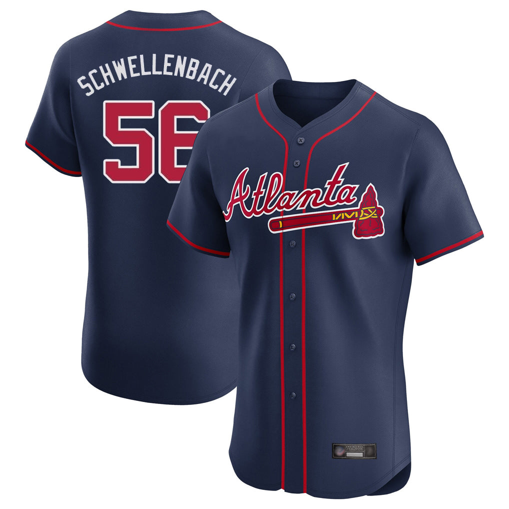 Atlanta Braves #56 Spencer Schwellenbach Player Navy HOLBERT Limited Elite Home Game Stitched Jerseys