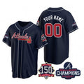 Custom Atlanta Braves Navy HOLBERT Active Player 2021 World Series Chimpions With 150th Anniversary Cool Base Stitched Jersey
