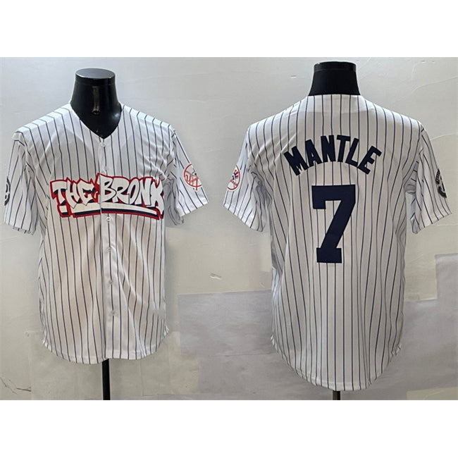 New York Yankees #7 Mickey Mantle White HOLBERT Bronx Graffiti Vapor Limited Stitched Jersey