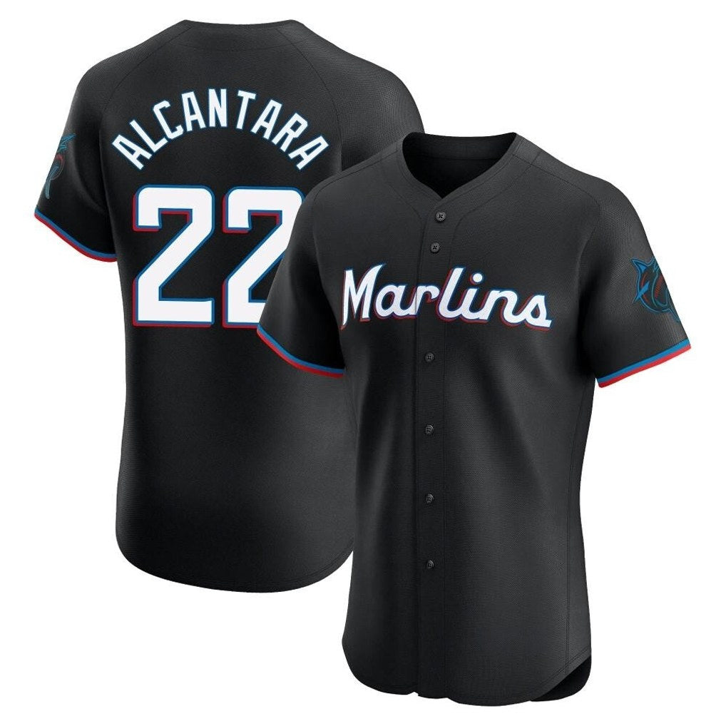 Miami Marlins #22 Sandy Alcantara Player Black HOLBERT Vapor Home Limited Elite Stitched Jerseys