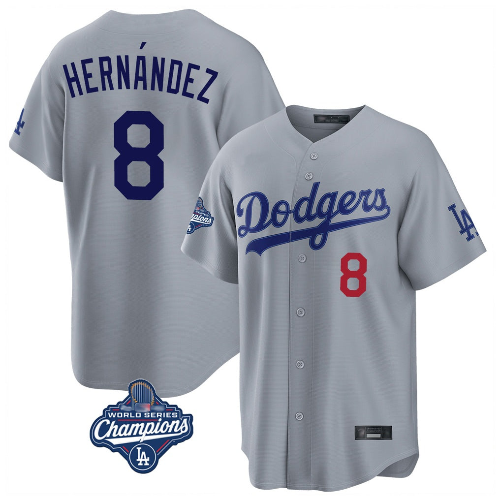 Los Angeles Dodgers #8 Enrique Hern¨¢ndez Player Gray HOLBERT World Series Meet Game Home Stitched Jerseys