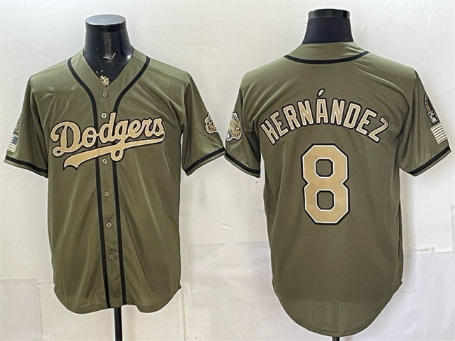 Los Angeles Dodgers #8 Enrique Hernandez Olive HOLBERT 2026 Armed Forces Day Stitched Jersey