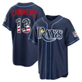 Tampa Bay Rays #13 Junior Caminero USA 250 Fourth of July Road Stadium Jersey - Navy HOLBERT