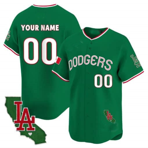 Custom Los Angeles Dodgers Mexico California Patch Vapor Premier Limited Jersey V3 ¨C Green HOLBERT