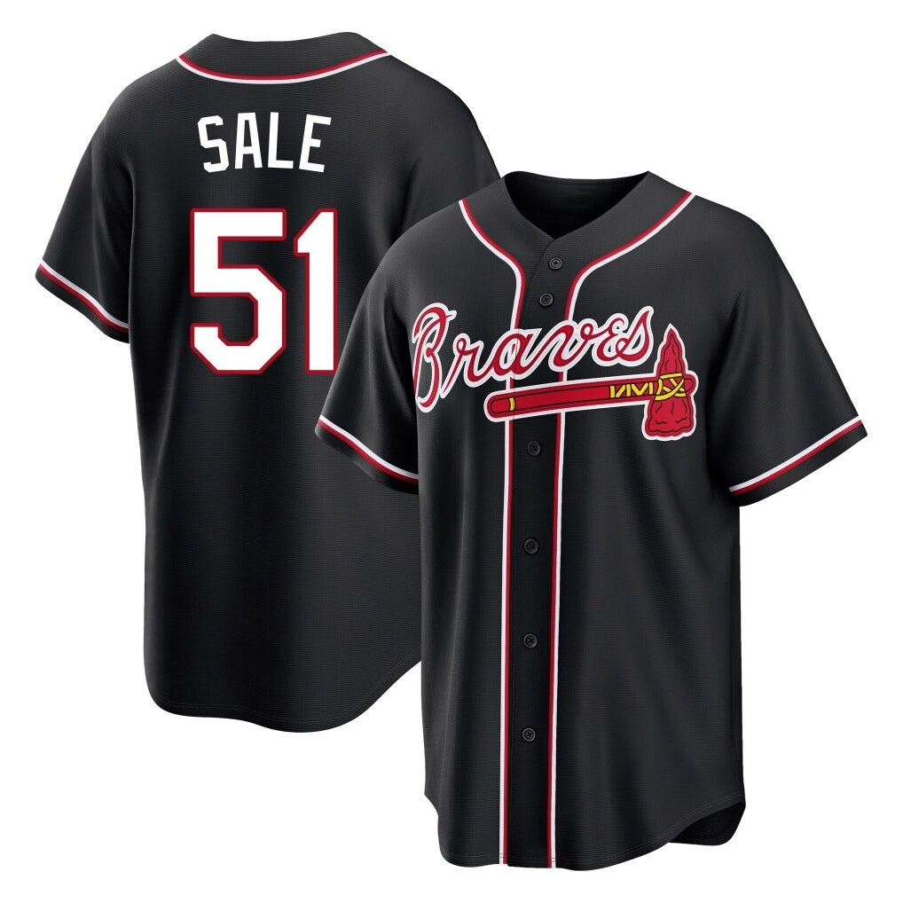 Atlanta Braves #51 Chris Sale Player Black HOLBERT Fashion Out Game Stitched Jerseys