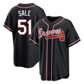 Atlanta Braves #51 Chris Sale Player Black HOLBERT Fashion Out Game Stitched Jerseys