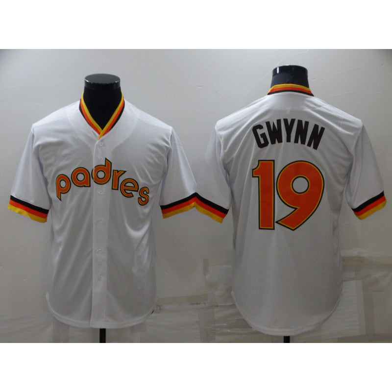 San Diego Padres #19 Tony Gwynn White HOLBERT Cooperstown Collection Stitched Throwback Jersey