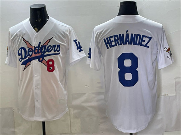Los Angeles Dodgers x One Piece #8 Enrique Hernandez White HOLBERT Vapor Premier Limited Stitched Jersey