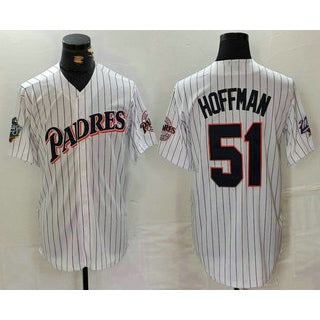 San Diego Padres #51 Trevor Hoffman White HOLBERT Pinstripe Jersey