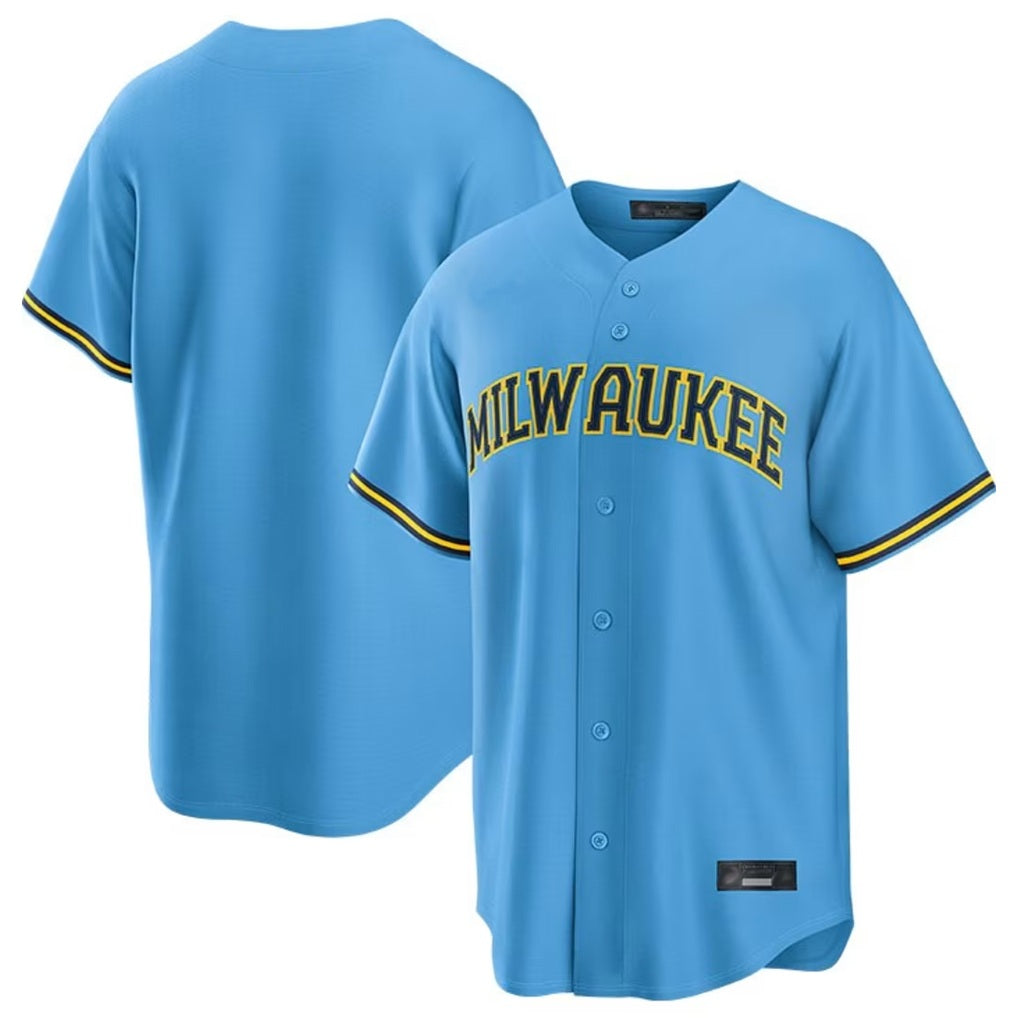 Milwaukee Brewers Blank Player Light Blue HOLBERT Road Stadium Game Stitched Jerseys