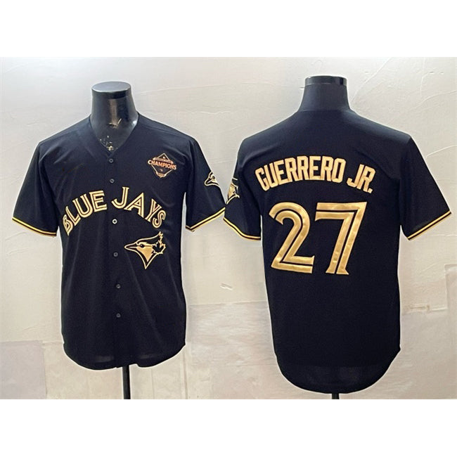 Toronto Blue Jays #27 Vladimir Guerrero Jr. Black Gold HOLBERT 2025 American League Champions Limited Stitched Jersey
