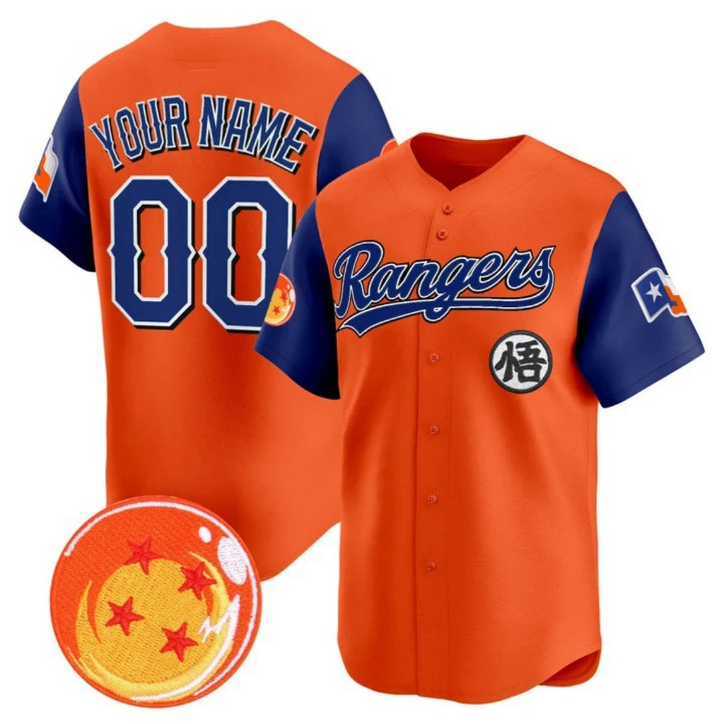 Custom Texas Rangers x Dragon Ball Royal Orange HOLBERT Vapor Premier Limited Jersey - All Stitched