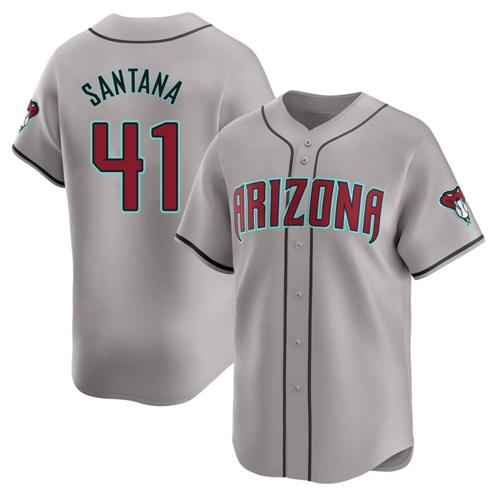 Arizona Diamondbacks #41 Carlos Santana Player Gray HOLBERT Road Limited Home Game Stitched Jerseys