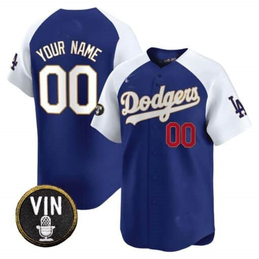Custom Los Angeles Dodgers Vin Scully Patch Gold Trim Vapor Premier Limited Jersey ¨C Royal White HOLBERT