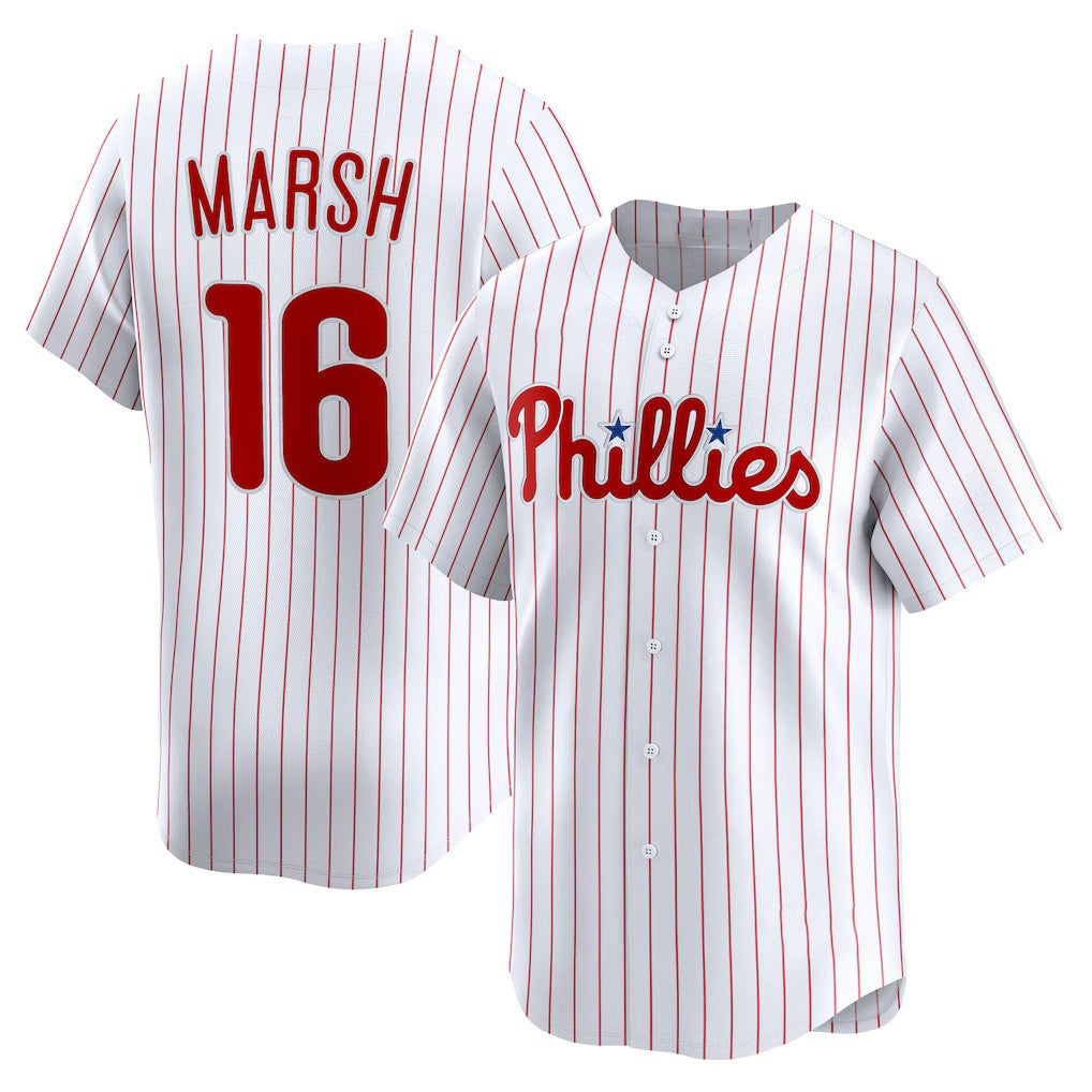 Philadelphia Phillies #16 Brandon Marsh White HOLBERT Home Limited Player Jersey