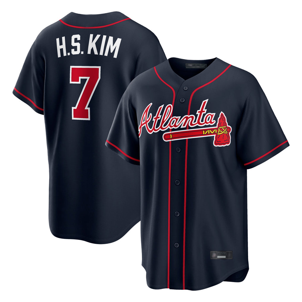 Atlanta Braves #7 Ha-Seong Kim Player Navy HOLBERT Home Game Stitched Jerseys