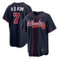 Atlanta Braves #7 Ha-Seong Kim Player Navy HOLBERT Home Game Stitched Jerseys